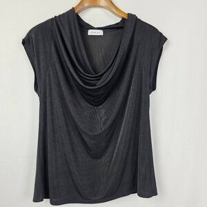 Gilli Black Cowl Neck Stretch Top Size Large